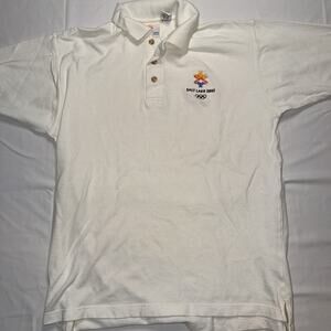 Vintage 2002 Salt Lake City Olympics White/Cream Cut Tag L 3-Button Polo